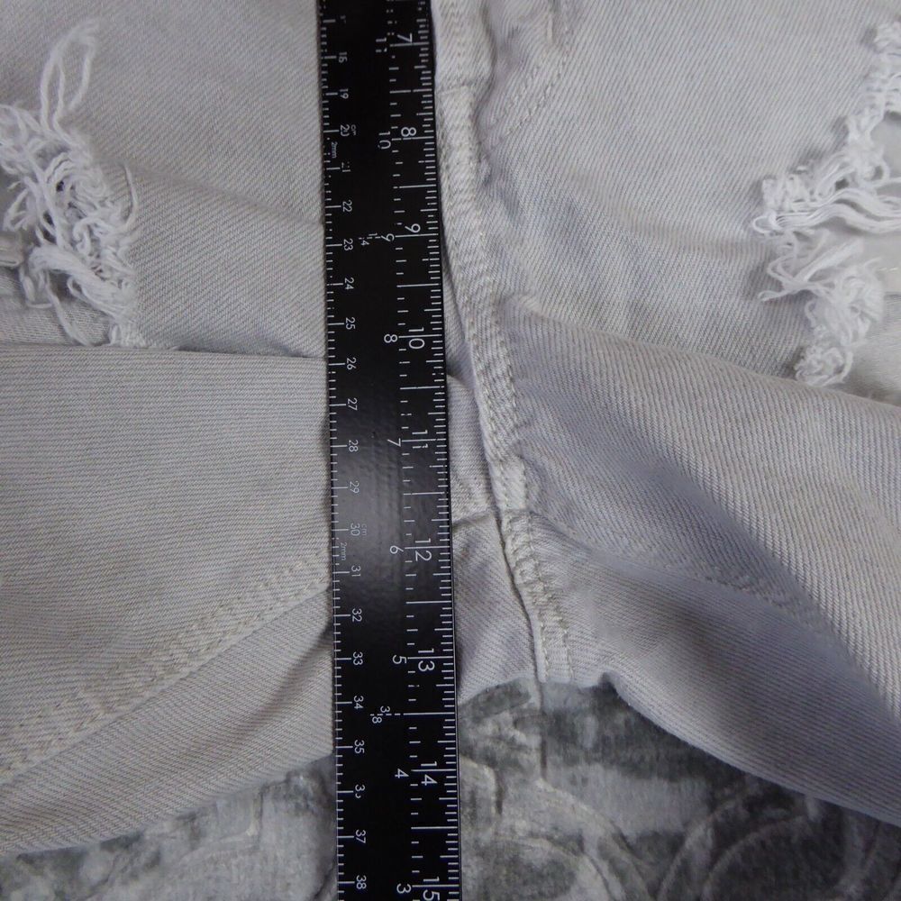 American Eagle Mom Jeans Size 12 Gray Light Wash Stretch Destroyed Distressed - Picture 16 of 16